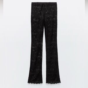 NWOT Zara Lace Leggings Semi-Sheer Black XS